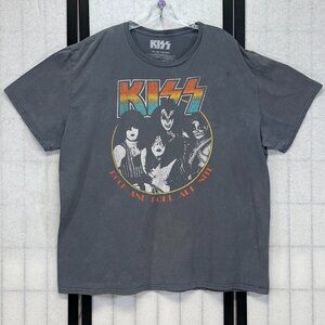 KISS Rock and Roll All Nite Graphic Band Tee Shirt 3XL Grey Short Sleeve Top